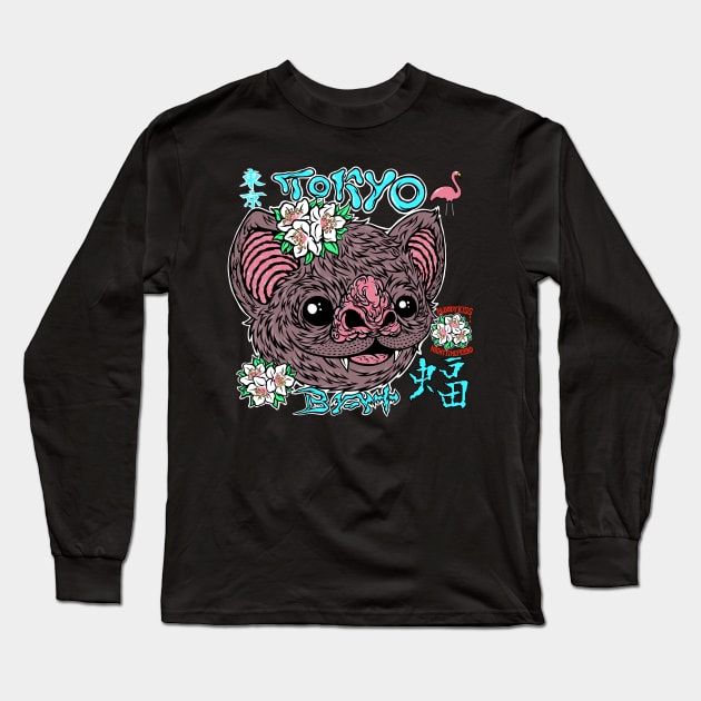 Tokyo Bat Long Sleeve T-Shirt by flynnryanart